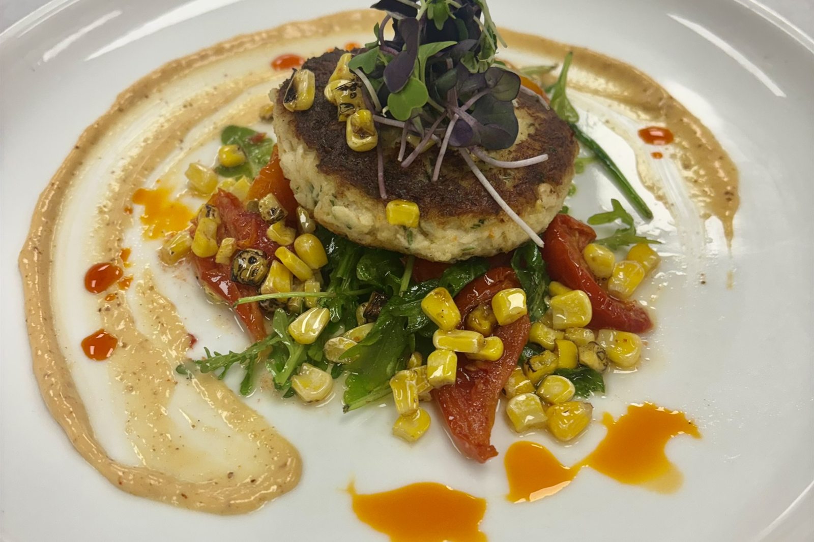 A plated course from the kitchen