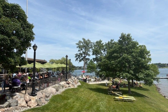 Dining on the Patio above Pine Lake