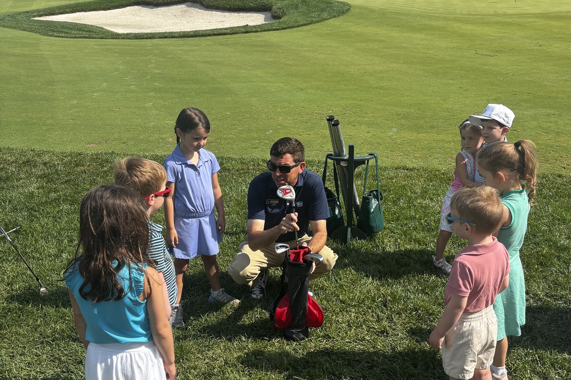 A junior clinic on the course